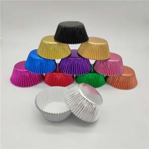 Forro para cupcakes de papel de aluminio metálico desbotable personalizado para hornear