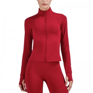 Podrška Nude Yoga Wear jakna Ženska sportska odjeća s patentnim zatvaračem s visokim izrezom