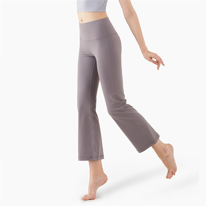 Pantalones de yoga deportivos desnudos con soporte de nuevo estilo Pantalones acampanados ajustados de cintura alta para levantamiento de cadera Imagen destacada