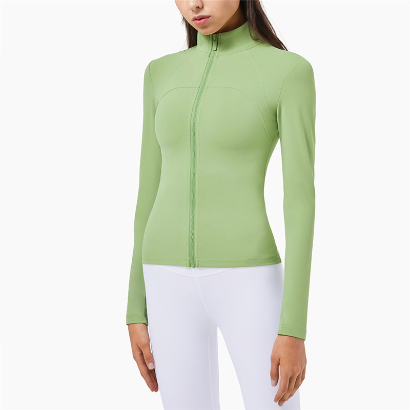 High-neck Workout Clothes Women’s Long-sleeved Zipper Tight-fitting Sports Jacket Yoga Wear