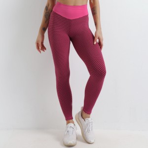 Gym Wear ແອວສູງແມ່ຍິງ Yoga Pants leggings ມີຕາຫນ່າງ breathable