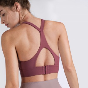 Roba interior esportiva de ioga nu Sostenidor esportiu d'absorció de cops amb sivella a l'esquena per a dona
