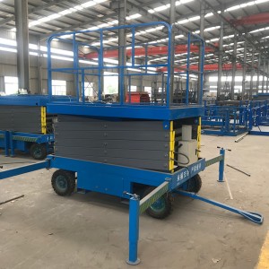 SJY Movable Hydraulic Scissor Lift Tables Mobile Shear Fork Manlift Untuk Operasi Ketinggian Tinggi