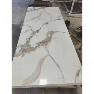 Bileagan marmor PVC le còmhdach gleansach airson balla