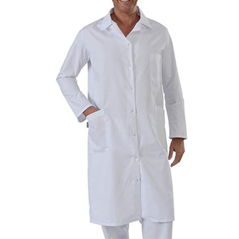 Aso Lab Ọjọgbọn fun Awọn Ọkunrin Ni kikun Apapọ Poly Cotton Long Medical Coat, White, Unisex