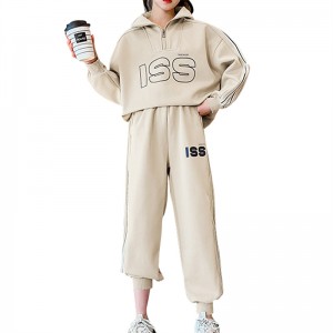 2 STK sweatsuits sæt med halv lynlås hættetrøje og joggingbukser