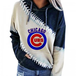 Uformell genser med hette for kvinner med trykt baseballlag