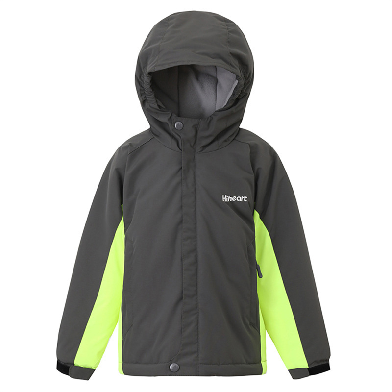 Boy's Hooded Windbreaker Jacket Colour Block Waterproof Insulated Jacket