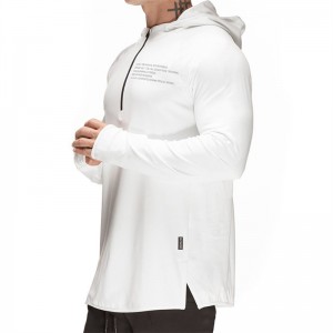 Men's Half Zip Langermet Workout Quick Dry Hettegenser Pullover Topper Sweatshirt