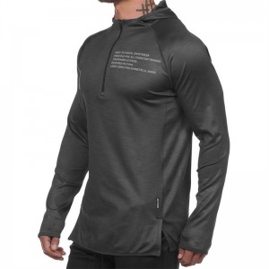 Lalaki Satengah Zip Long Sleeve Workout Gancang Kering Hoodie Pullover Tops Sweatshirt