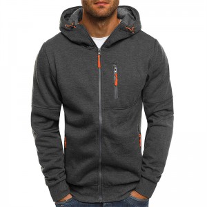 Hoodies Kasual untuk Lelaki dengan Poket Zip Penuh Zip Lengan Panjang Sweatshirt Fleece