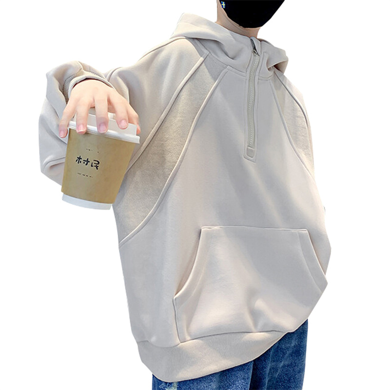 Jongenssweatshirt met lange mouwen, halflange ritssluiting en capuchon01
