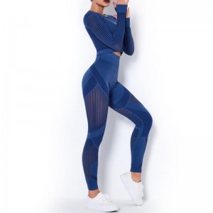 Conjuntos de treino para mulheres, 2 peças, leggings sem costura de cintura alta e top cropped, roupa de ioga