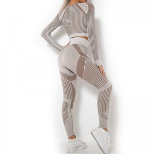 Zolimbitsa Thupi za Akazi 2 Piece High Waist Seamless Leggings ndi Crop Top Yoga Outfit