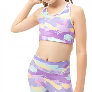 Girls' Tie Dye Athletic Sports Tank Tops at Leggings Mga Kids Running Yoga Workout Outfits