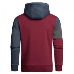 Vīriešu jaunums krāsu bloku pulovera flīsa kapuci ar garām piedurknēm ikdienas džemperis ar kabatu