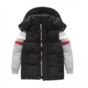 Kids Padded Vest Winter Puffy Detachable Hooded Zipper Up nga Walay Sleeve Jacket