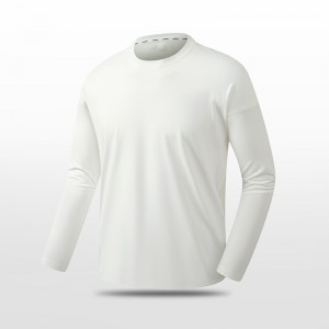 Camiseta masculina 4D Phantom xadrez de lã de manga comprida com gola redonda
