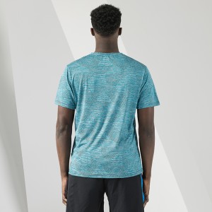 Camiseta masculina Colourfu xadrez de secagem rápida com gola redonda e manga curta