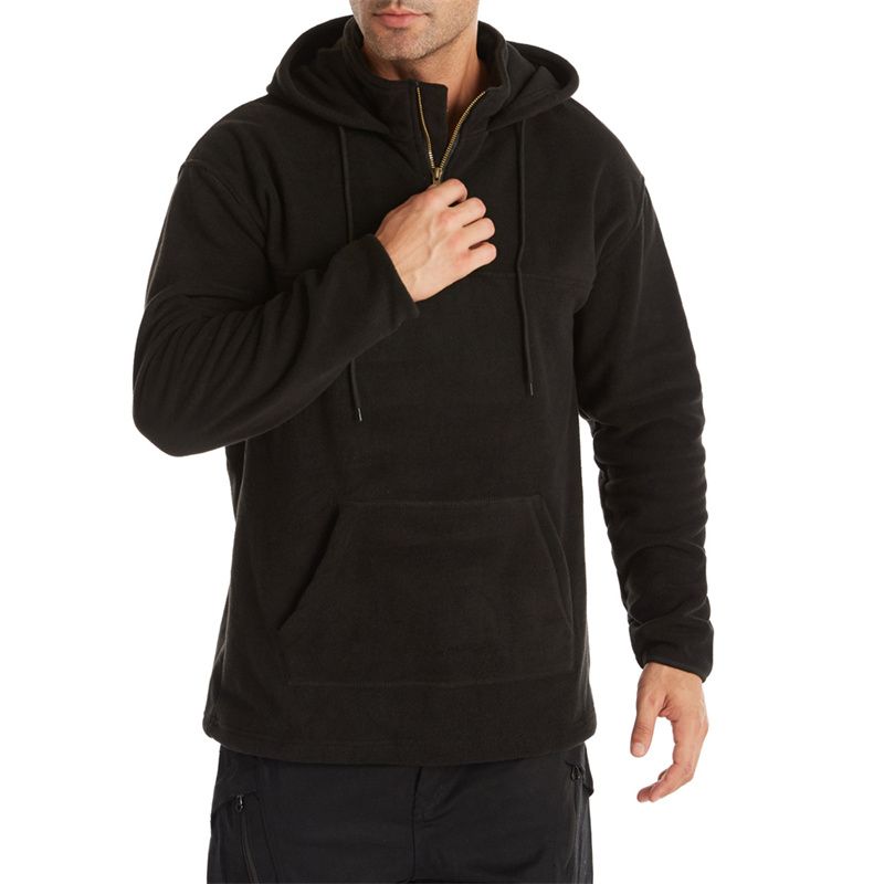 Muške majice s kapuljačom s pola patentnim zatvaračem – pulover s džepovima od polarnog flisa