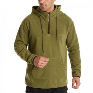 Herren-Kapuzenpullover mit halbem Reißverschluss – Polarfleece-Pullover mit halbem Reißverschluss und Taschen