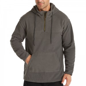 Hoodie Setengah Ritsleting Pria – Kaus Pullover Setengah Ritsleting Bulu Polar dengan Saku