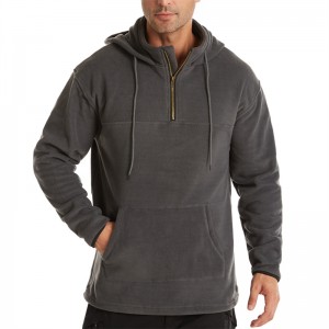 Männer Half Zip Hoodies - Polar Fleece Half Zip Pullover Sweatshirt mat Taschen