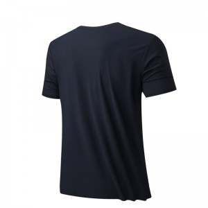 T-shirt girocollo da uomo con griglia elastica in seta ghiacciata