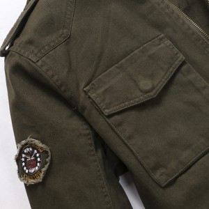 Машки памучни лесни џебови со патент предна јака Воени јакни виндјакна