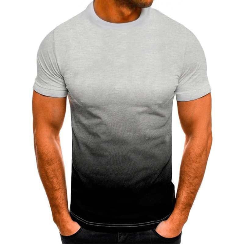 T-shirt heren ronde hals korte mouwen mode 3D gradiënt bedrukt (6)