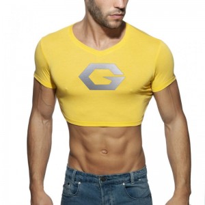 Camiseta corta de algodón de manga curta con escote en V para hombre Camisetas quentes