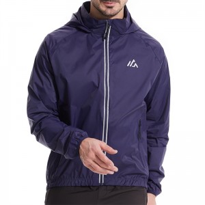 Moška kolesarska dežna jakna, vetrovka, nepremočljiva kapuca za tek, gorsko kolesarjenje, lahek odsevni plašč UPF40+