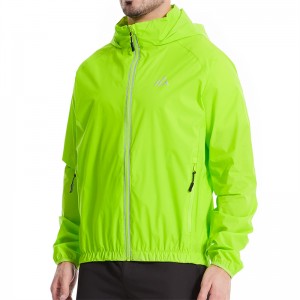 Férfi kerékpáros esőkabát széldzseki vízálló futó hegyi kerékpáros kapucni könnyű fényvisszaverő kabát UPF40+