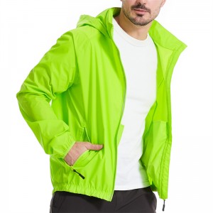 Эркектердин велоспорт жамгыр курткасы шамалдан коргоочу суу өткөрбөй турган чуркоо тоо велосипединин капоту Жеңил рефлектордук пальто UPF40+
