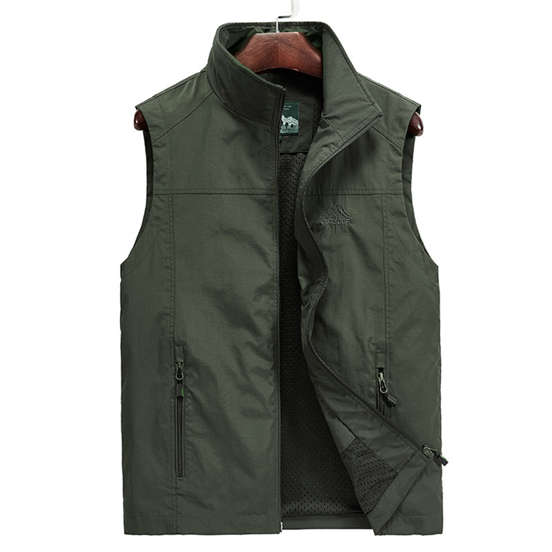 Muški lagani softshell prsluk gornja odjeća, jakna bez rukava na patentni zatvarač za golf, trčanje, planinarenje