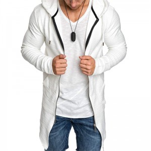 Muška jakna s dugim kardiganom Slim Fit otvorenog prednjeg parangala s kapuljačom