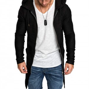 Xhaketë me xhaketë të gjatë për meshkuj Pallto xhakete me kapuç me kapuç të hollë përpara