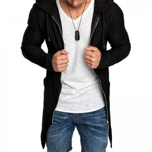 पुरुषांचे लाँग कार्डिगन जॅकेट स्लिम फिट ओपन फ्रंट लाँगलाइन हुडेड कार्डिगन कोट