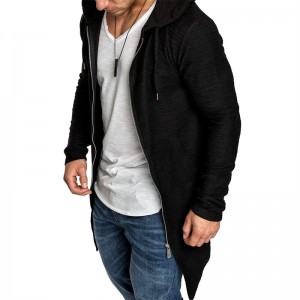 Xhaketë me xhaketë të gjatë për meshkuj Pallto xhakete me kapuç me kapuç të hollë përpara