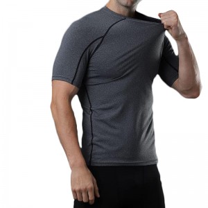 Txiv neej Quick Dry T Shirt Moisture Wicking Athletic Short Sleeves Gym Workout Top