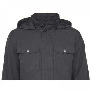 အမျိုးသား Snap Button Detachable Hood Utility Jacket