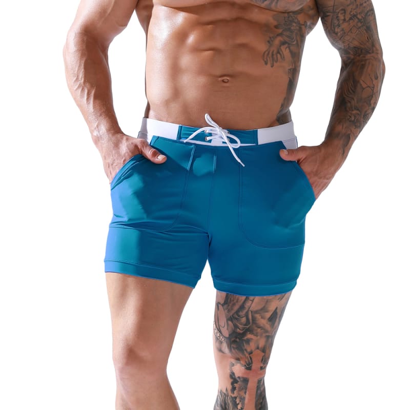 Muški kupaći kostimi Bazične duge sportske gaće za plivanje, kratke hlače s džepovima