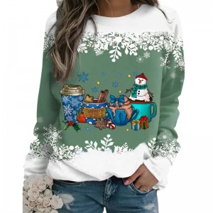 Ama-Sweatshirts KaKhisimusi Ojabulisayo Wabesifazane Ama-Gnomes I-Santa Christmas Sweatshirt I-Cute Long Sleeve Pullover Top