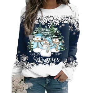 Malipayon nga Pasko Sweatshirt Para sa mga Babaye Gnomes Santa Christmas Sweatshirt Cute Long Sleeve Pullover Top