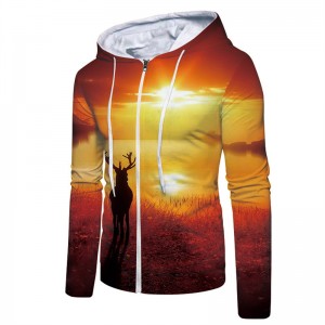 Reyalis 3D Digital Print Full Zip Hoodie Sweatshirt