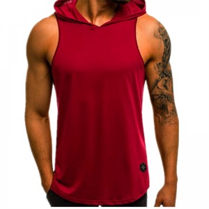 Camisetas de tirantes con capucha de adestramento para homes Camiseta de musculación con corte muscular Sudaderas con capucha de ximnasio sen mangas