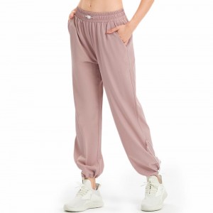 Pantalones deportivos para mujer, cintura elástica, entrenamiento de secado rápido, bolsillos deportivos al aire libre