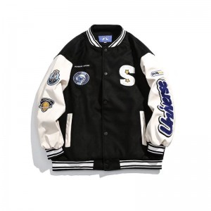 Varsity Jacket Patchwork Jackets Baseball Jackets Letter Print Bomber Coat សម្រាប់ស្ត្រីបុរស Streetwear
