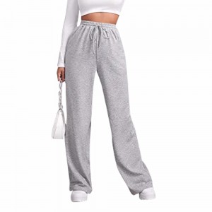 Pantaloni de jogging cu picioare largi pentru femei Pantaloni de pijama cu talie înaltă cu buzunare Pantaloni de sport casual, cu șnur