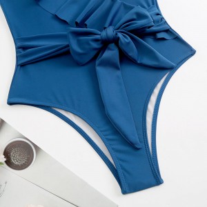 Mata Suna Ruffle Guda Guda Guda V Swimsuit V Neck Tummy Control Suit Wrap Monokini Swimwear